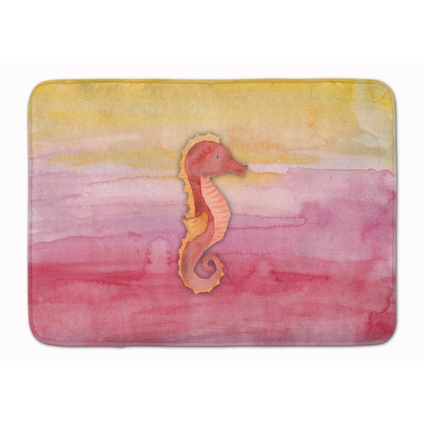 Carolines Treasures Seahorse Watercolor Machine Washable Memory Foam Mat - BB7425RUG