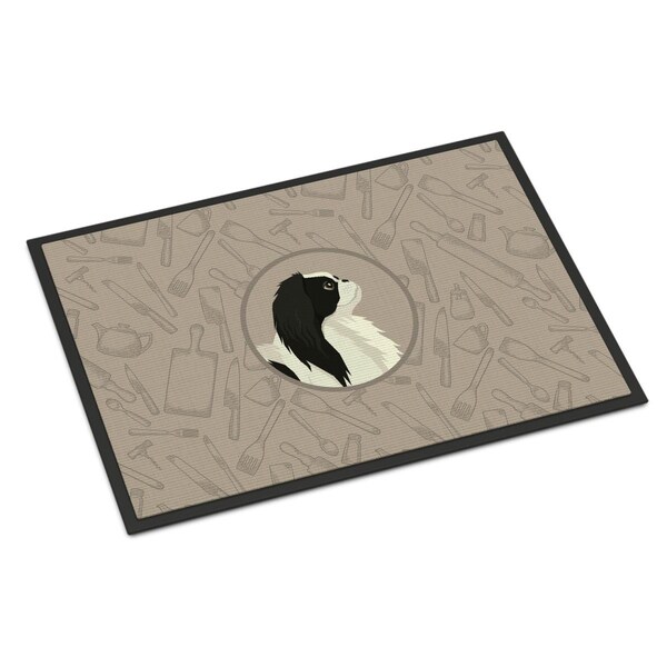 Carolines Treasures 24 x 36 in. Japanese Chin in the Kitchen Indoor or Outdoor Mat - CK2195JMAT