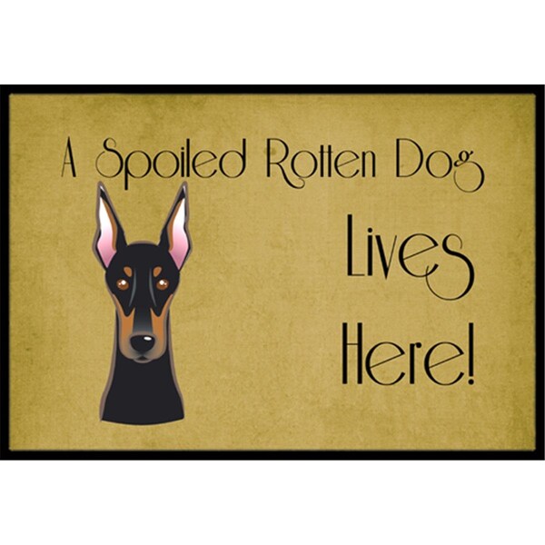 Carolines Treasures Doberman Spoiled Dog Lives Here Indoor & Outdoor Mat, 18 x 27 in. - CA77501