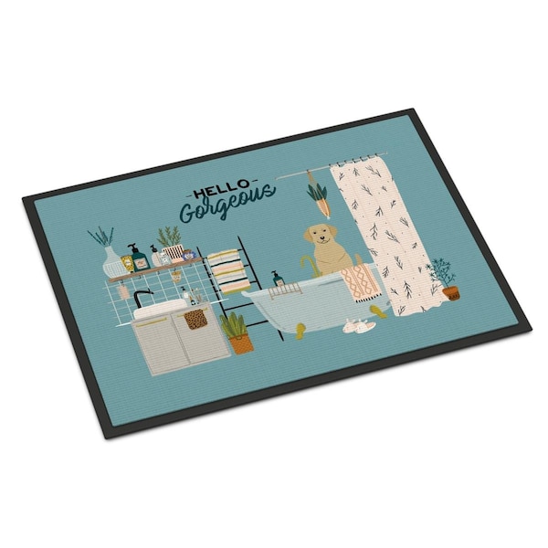 Carolines Treasures 24 x 36 in. Yellow Labrador in Bathtub Indoor or Outdoor Mat - CK7477JMAT