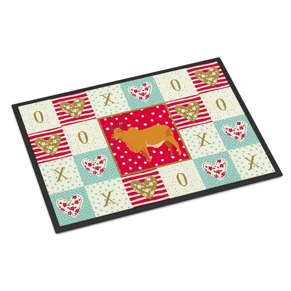Carolines Treasures 24 x 36 in. Zebu Indicine Cow Love Indoor or Outdoor Mat - CK5252JMAT