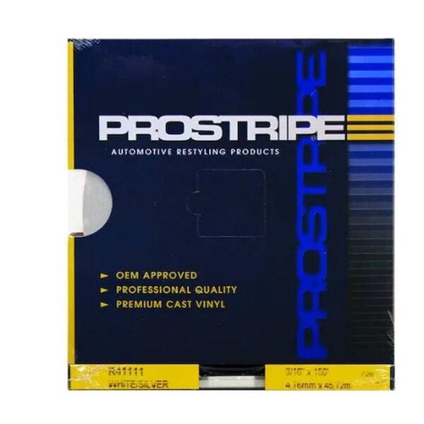 Prostripe Dual Color Multiple Elite Striping Tape, 150 ft x 3/16 in, White/Silver - R41111