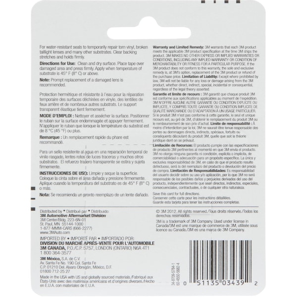 3M Clear Repair Tape, 03439, 1-1/2 in x 115 in, 24PK - 3439