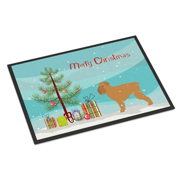 Carolines Treasures Brussels Griffon Merry Christmas Tree Indoor or Outdoor Mat 18x27 - BB2958MAT