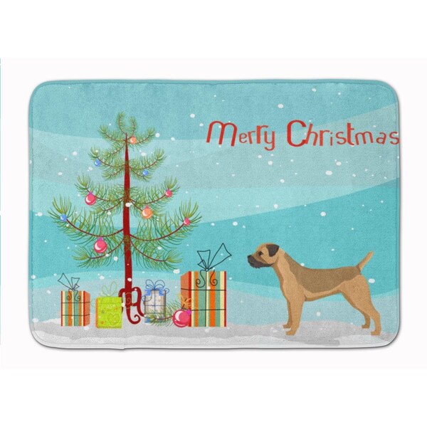 Carolines Treasures Border Terrier Christmas Tree Machine Washable Memory Foam Mat - CK3523RUG