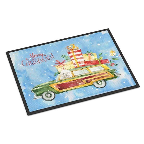Carolines Treasures 24 x 36 in. Merry Christmas Bichon Fris Indoor or Outdoor Mat - CK2395JMAT