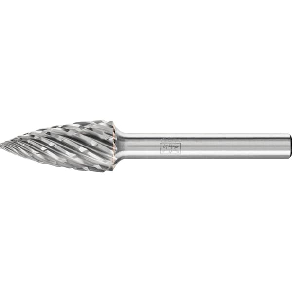 Pferd Carbide Bur - Tree Shape Pointed, STEEL Cut - 1/2" x 1" x 1/4" Shank - SG-5 - 24818