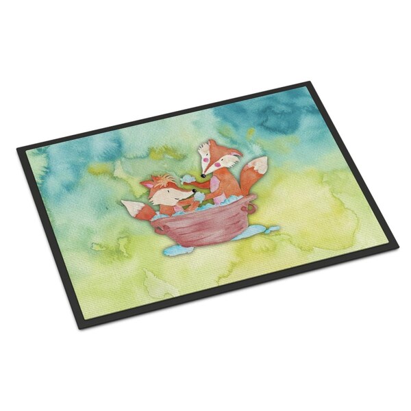 Carolines Treasures 24 x 36 in. Foxes Bathing Watercolor Indoor or Outdoor Mat - BB7350JMAT