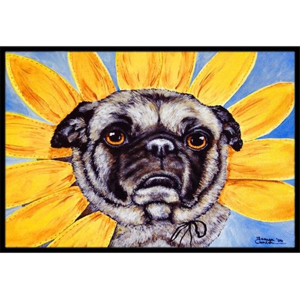 Carolines Treasures Carolines Treasures AMB1058MAT Sunflower Pug Indoor or Outdoor Mat; 18 x 27 - AMB1058MAT