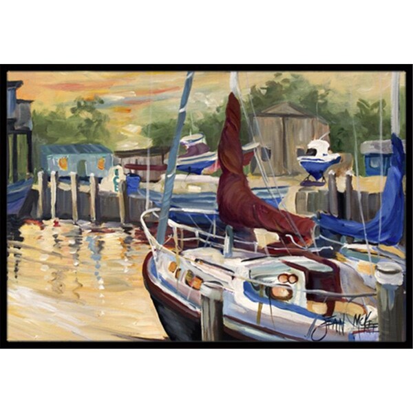 Carolines Treasures New Sunset Bay Sailboat Indoor and Outdoor Mat- 24 x 36 in. - JMK1083JMAT
