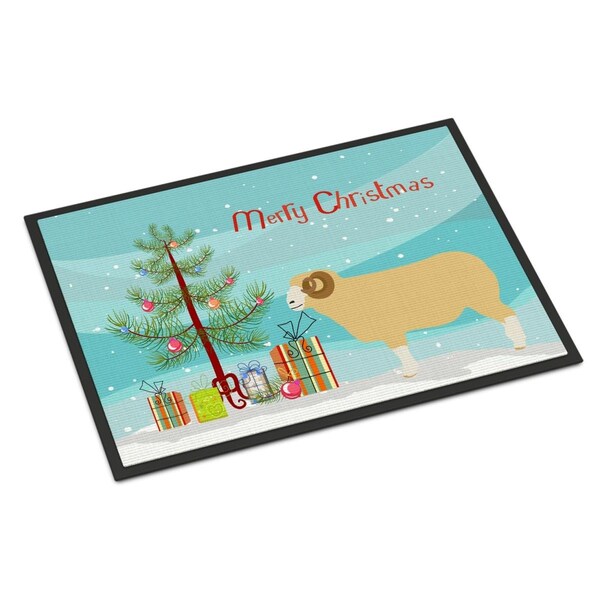 Carolines Treasures Horned Dorset Sheep Christmas Indoor or Outdoor Mat - 24 x 36 in. - BB9347JMAT