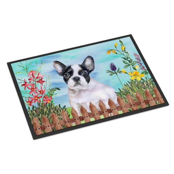 Carolines Treasures French Bulldog Black White Spring Indoor or Outdoor Mat - 24 x 36 in. - CK1272JMAT