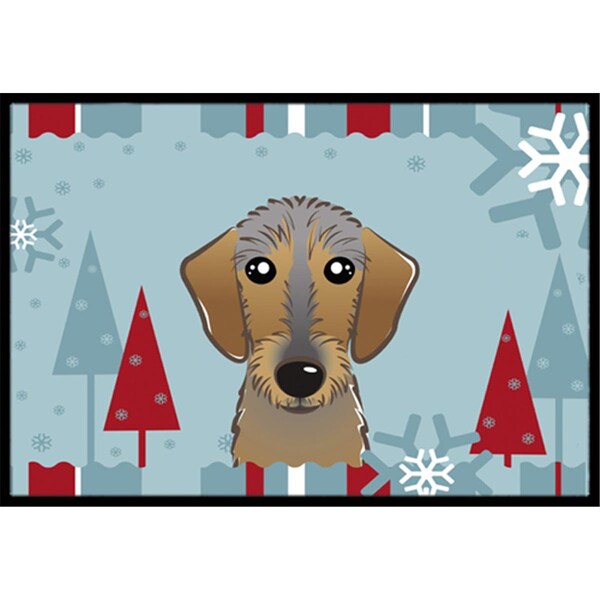 Jensendistributionservices Winter Holiday Wirehaired Dachshund Indoor & Outdoor Mat, 18 x 27 in. - MI2556716