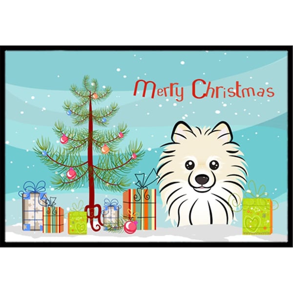 Carolines Treasures Christmas Tree and Pomeranian Indoor or Outdoor Mat- 24 x 36 - BB1579JMAT