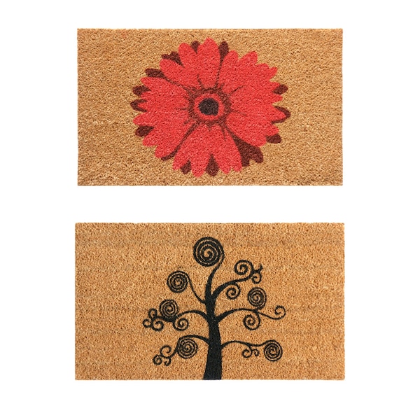 Rubber-Cal "Coir Home Doormats" - 2 Shoe Scraper Mats - 18" x 30" - 10-108-021