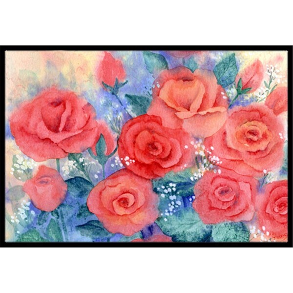 Jensendistributionservices Roses Indoor or Outdoor Mat, 18 x 27 - MI2557587
