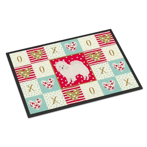 Jensendistributionservices 18 x 27 in. American Eskimo Love Indoor or Outdoor Mat - MI2553302