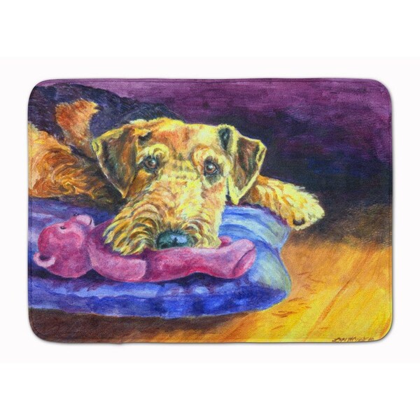 Carolines Treasures Airedale Terrier Teddy Bear Machine Washable Memory Foam Mat - 7345RUG