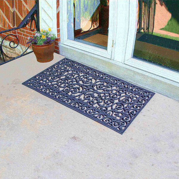 Amerihome 4 Ft x 2 Ft Decorative Scrollwork Entryway Rubber Door Mat - 2 Pack, 2PK - RMATDE42-2PK