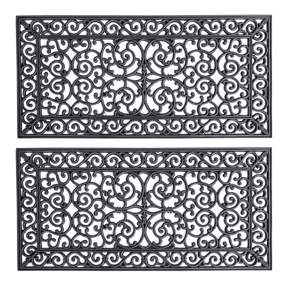 Amerihome 4 Ft x 2 Ft Decorative Scrollwork Entryway Rubber Door Mat - 2 Pack, 2PK - RMATDE42-2PK