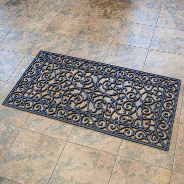 Amerihome 4 Ft x 2 Ft Decorative Scrollwork Entryway Rubber Door Mat - 2 Pack, 2PK - RMATDE42-2PK