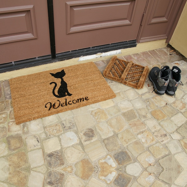Rubber-Cal "Cat Doormat Kit" - 2 Cat Doormats & 1 Coir Boot Scraper - 10-108-001