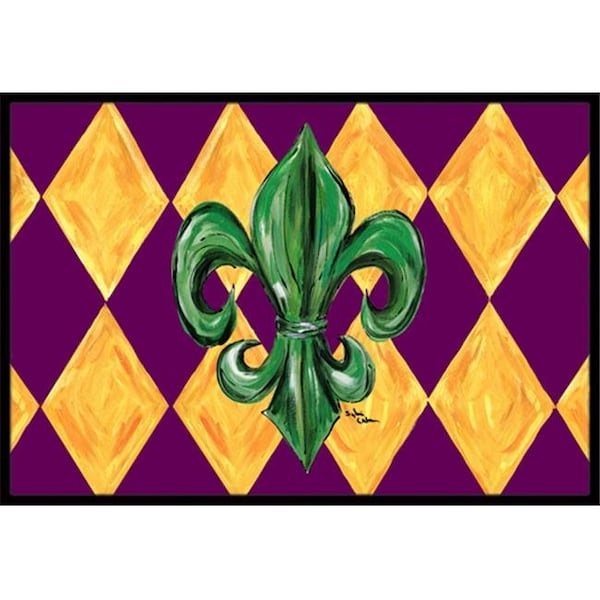 Carolines Treasures Carolines Treasures 8133MAT 18 x 27 In. Mardi Gras Fleur de lis Purple Green and Gold Indoor or Outdoor Mat - 8133MAT