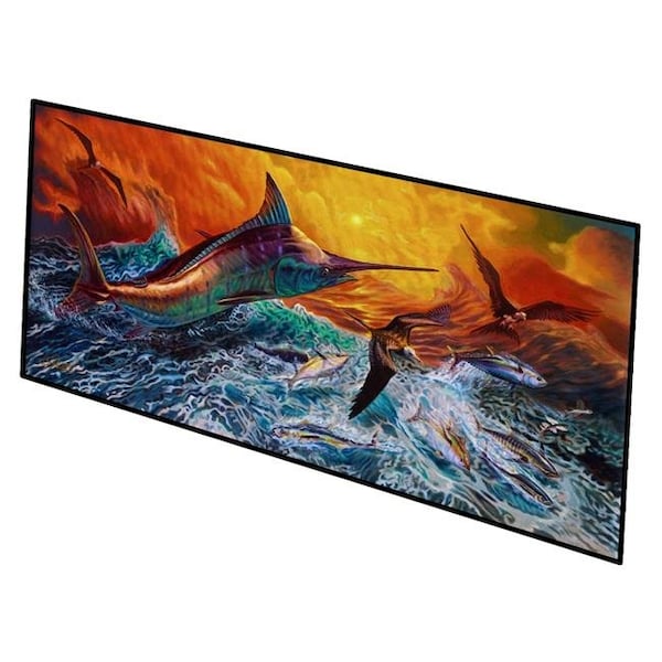 Carolines Treasures Carolines Treasures JMA2012HRM2858 28 x 58 in. Reflective Chaos Blue Marlin Indoor or Outdoor Runner Mat - JMA2012HRM2858