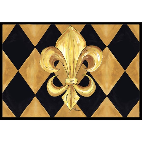 Jensendistributionservices Black & Gold Fleur De Lis New Orleans Indoor Or Outdoor Doormat, 24 x 36 in. - MI2554876