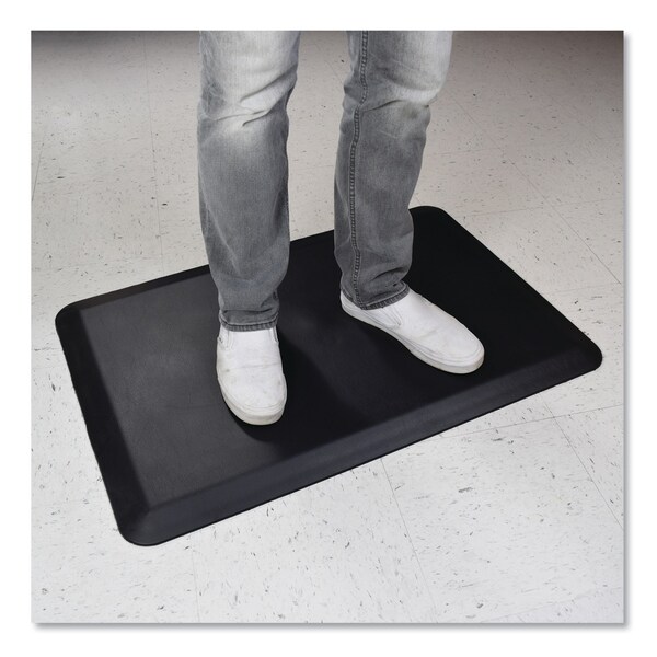 Deflecto Antifatigue Mat, 18" L x 24" W, 0.75" Thickness, Smooth, Black - AFP1824