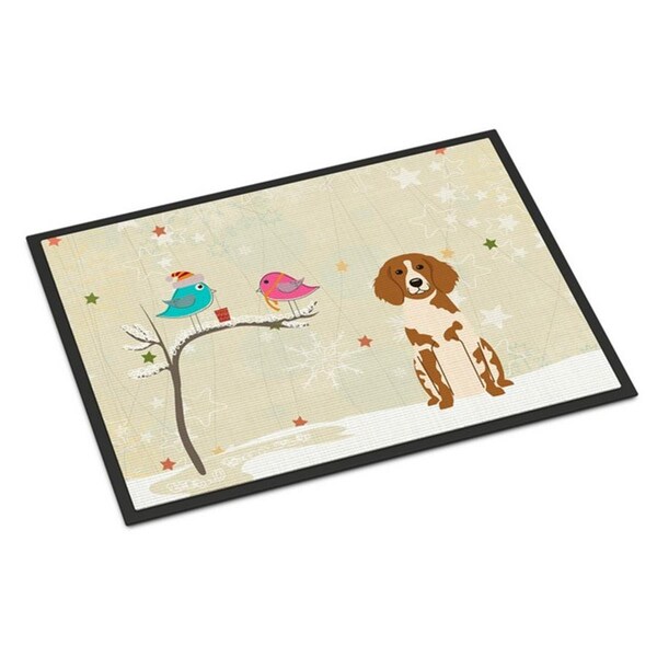 Jensendistributionservices Christmas Presents Between Friends Brittany Spaniel Indoor or Outdoor Mat, 24 x 0.25 x 36 in. - MI2549664