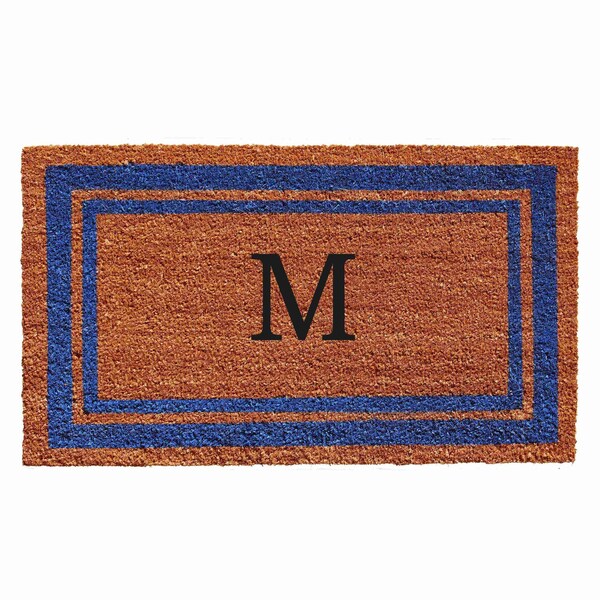 Calloway Mills Monogram Door Mat, Natural, Blue, 18 in W x 30 in L - 152971830M