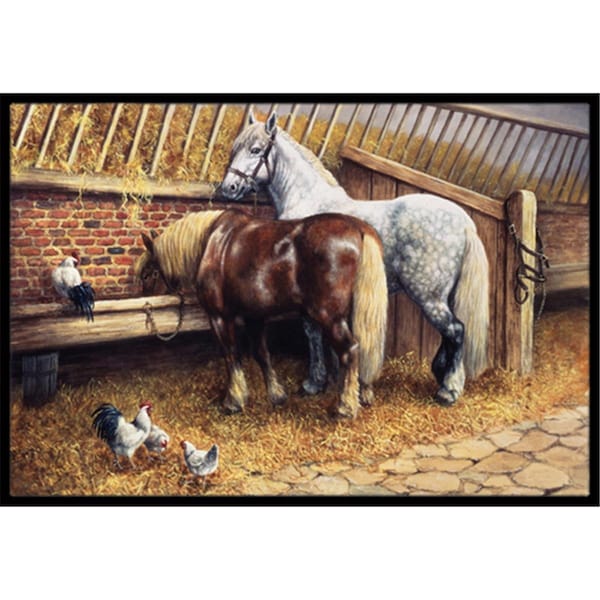 Jensendistributionservices Horses Eating with the Chickens Indoor or Outdoor Mat, 24 x 36 - MI2557299