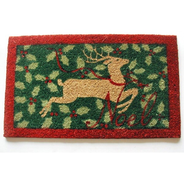 Geo Crafts 30 x 18 in. Reindeer Holiday Doormat - GE132116