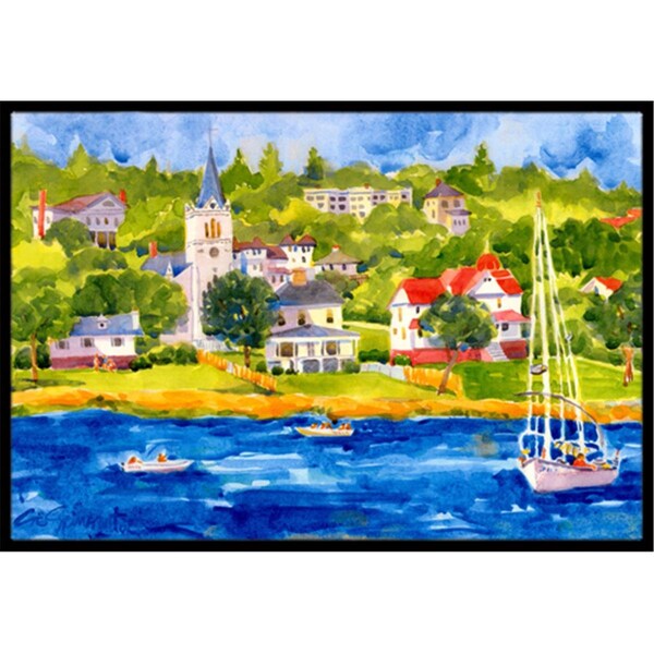 Beyondbasketball Harbour Scene with Sailboat Indoor Or Outdoor Mat - 18 x 27 in. - BE2549353