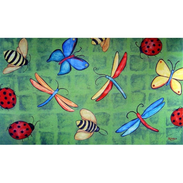 H2H Bug Party Doormat Rug, Green - 18 x 30 in. - H22086697