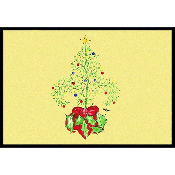 Carolines Treasures 24 x 36 In. Christmas Tree Fleur de lis Indoor or Outdoor Mat - 8501JMAT