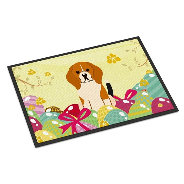 Carolines Treasures 18 x 27 in. Easter Eggs Beagle Tricolor Indoor or Outdoor Mat - BB6040MAT