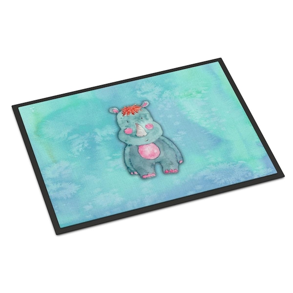 Carolines Treasures 24 x 36 in. Rhinoceros Watercolor Indoor or Outdoor Mat - BB7381JMAT
