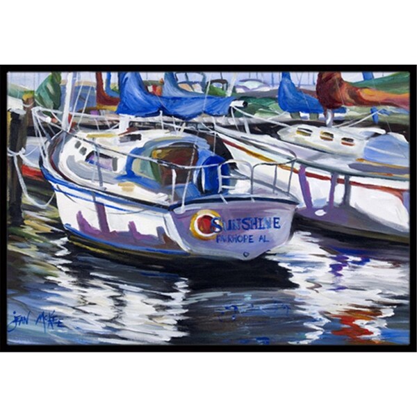 Carolines Treasures Sunshine Sailboat Indoor and Outdoor Mat- 18 x 27 in. - JMK1081MAT