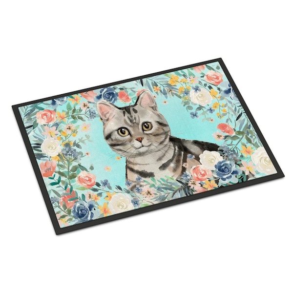 Carolines Treasures 24 x 36 in. American Shorthair Spring Flowers Indoor or Outdoor Mat - CK3388JMAT