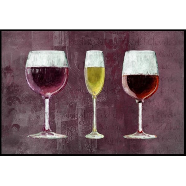 Jensendistributionservices Three Glasses of Wine Purple Indoor or Outdoor Mat - MI2555012