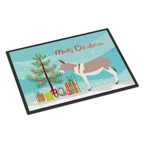 Carolines Treasures Australian Teamster Donkey Christmas Indoor or Outdoor Mat - 18 x 27 in. - BB9213MAT