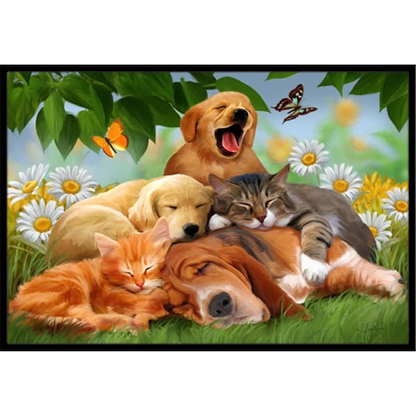 Jensendistributionservices Golden Retriever, Labrador And Basset Hound Sleepy Heads Indoor & Outdoor Mat, 18 x 27 in. - MI2556474