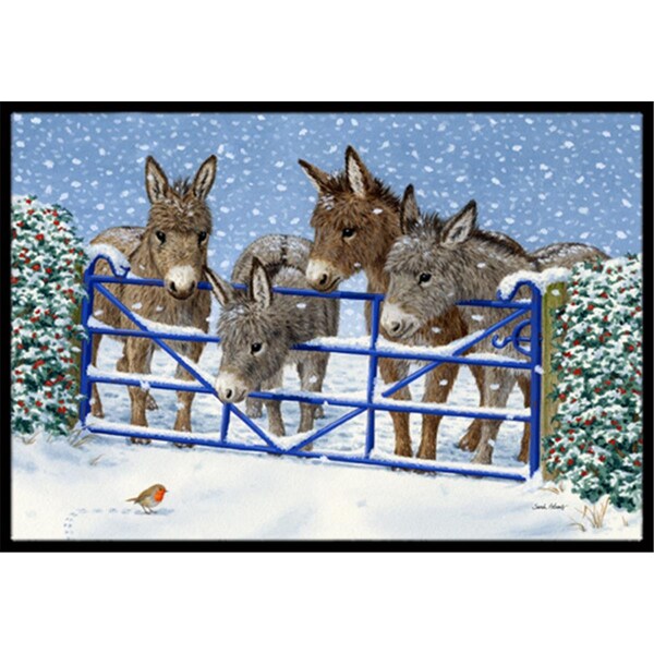 Carolines Treasures Donkeys and Robin at the Fence Indoor or Outdoor Mat- 18 x 27 - ASA2210MAT