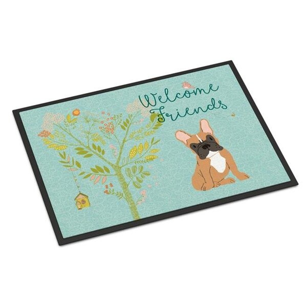 Carolines Treasures Carolines Treasures BB7633MAT Welcome Friends Fawn French Bulldog Indoor or Outdoor Mat; 18 x 27 in. - BB7633MAT