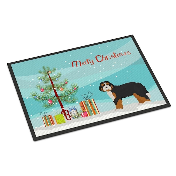 Carolines Treasures 24 x 36 in. Bernedoodle Christmas Tree Indoor or Outdoor Mat - CK3804JMAT