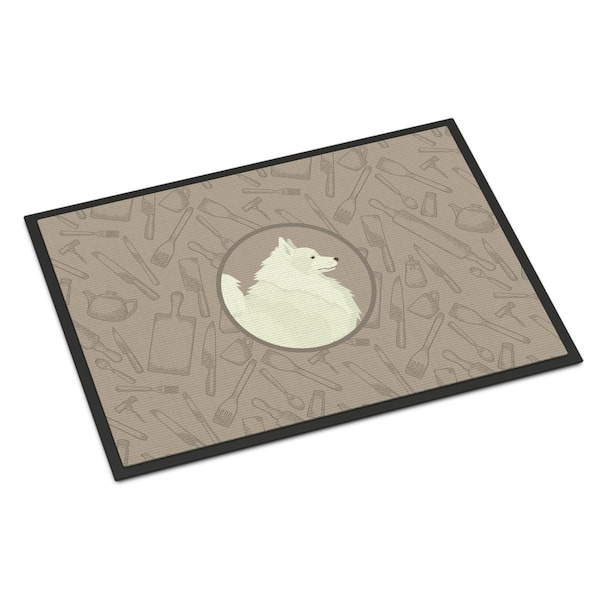 Carolines Treasures 18 x 27 in. Spitz in the Kitchen Indoor or Outdoor Mat - CK2212MAT