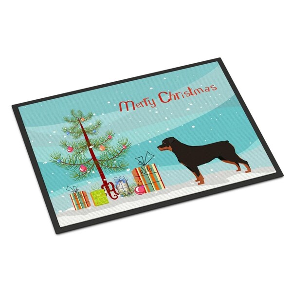Carolines Treasures 24 x 36 in. Rottweiler Christmas Tree Indoor or Outdoor Mat - CK3558JMAT