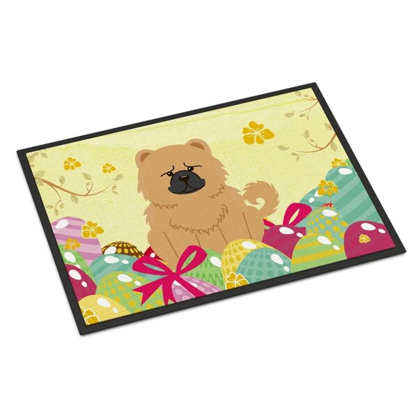 Carolines Treasures 24 x 36 in. Easter Eggs Chow Chow Cream Indoor or Outdoor Mat - BB6144JMAT